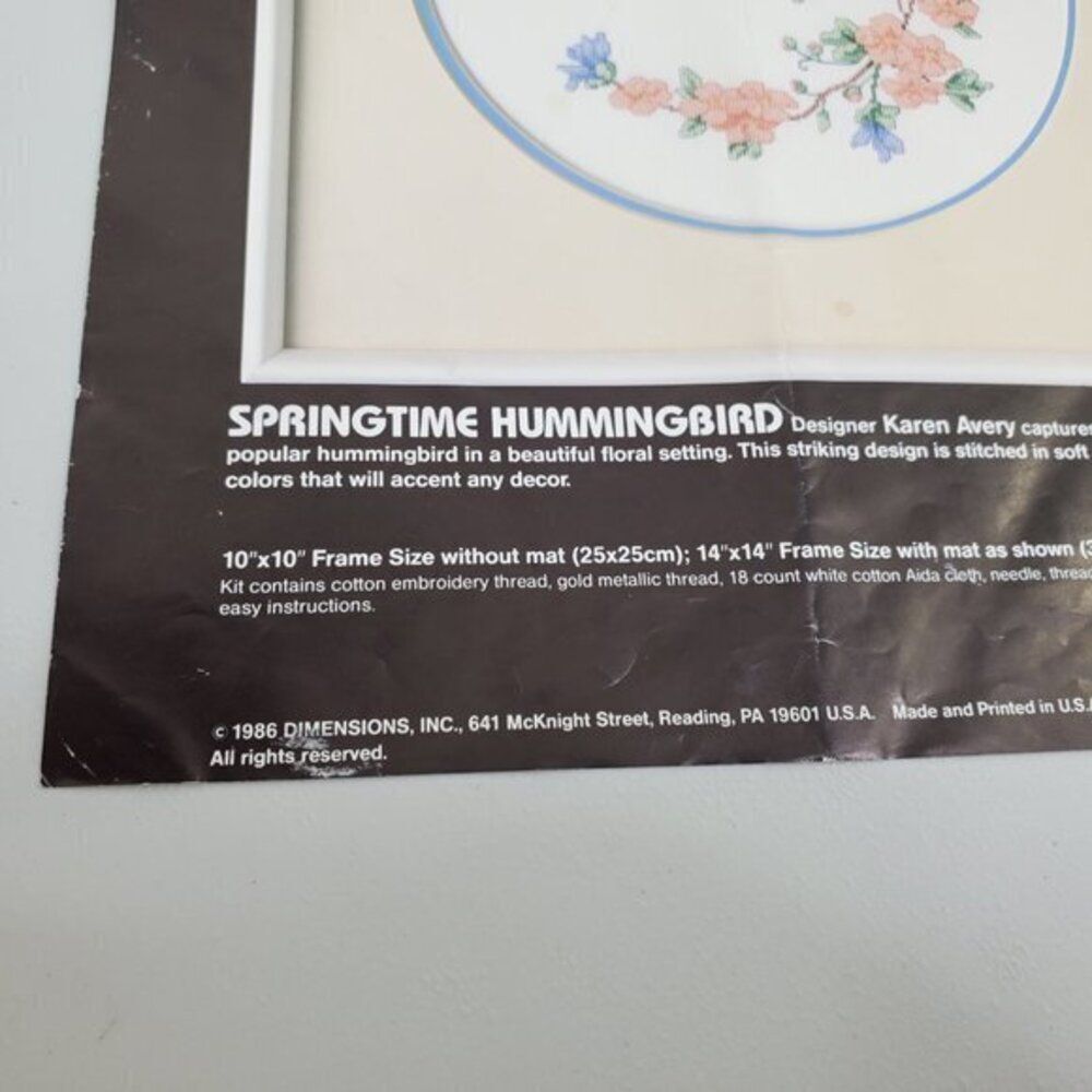 Dimensions Springtime Hummingbird Cross Stitch Pa - Picture 3 of 5